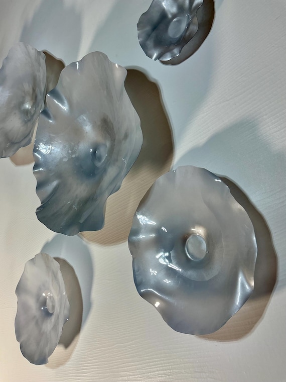 Eco-Friendly polymer, Handmade gray, pewter & white Wall Art | Todd Lynd Original with Glass-Like Finish