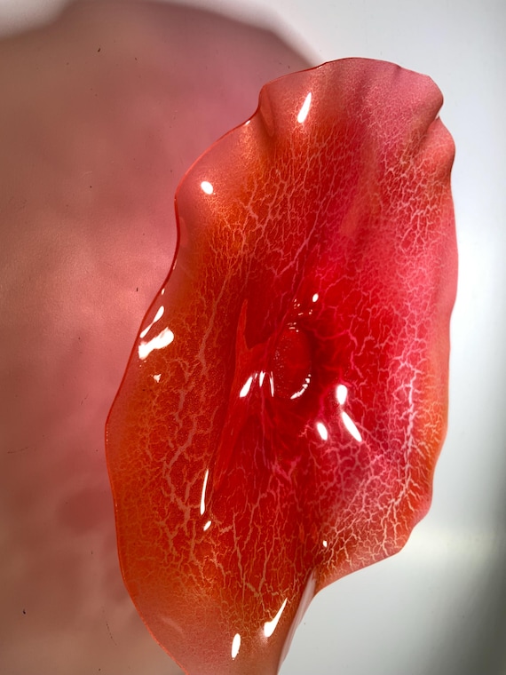 Handmade recycled plastic home decor Small Wall flower 9” pink funky wall hanging/looks like glass - Todd Lynd art