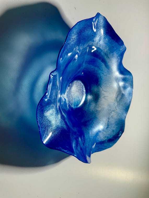 Blue & Silver Recycled Plastic Wall Flower: Ocean Arts Decor, 5 inch glass like look