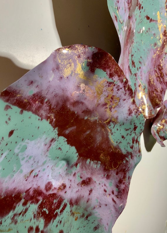 Sage Green Wall Flower Sculpture: Recycled Plastic interior design mural- looks like glass