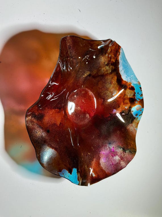 Eco-Friendly Wall Flower: brown, blue & burgundy Recycled PET Art home decor