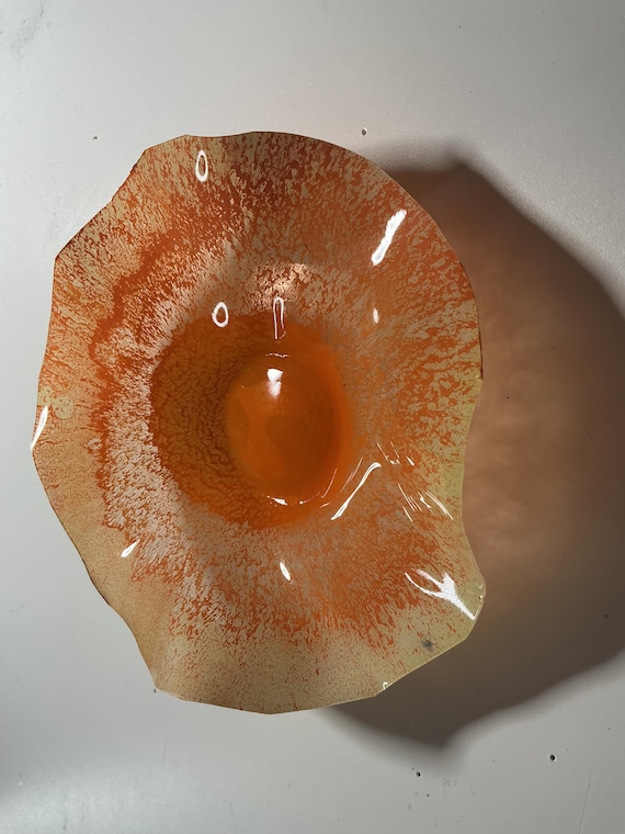 Recycled Polymer Wall Flower Art – Orange 5-6 Inch- looks like glass