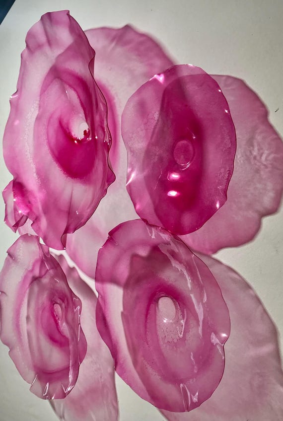 Wall Flower pink up cycled polymer- looks like glass- wall mount - indoor outdoor wall decor You pick size & quantity