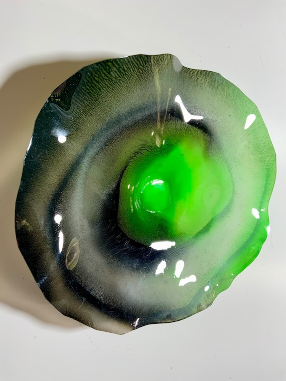 Small geometric wall flower  9” handmade eco friendly plastic Todd Lynd black/green/gray/kitchen home decor/looks like glass/ceiling mount