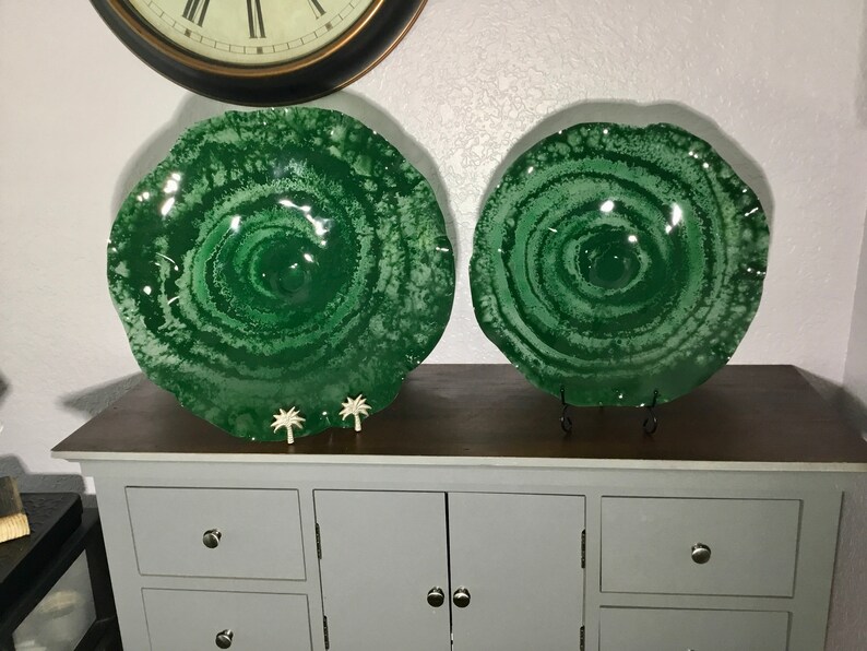 Monochromatic emerald green flowers wall art recycled plastic | Etsy