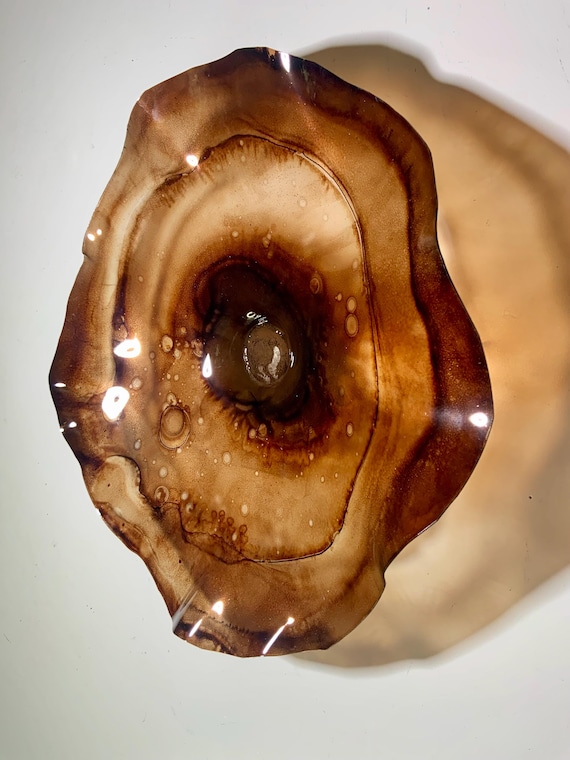 Recycled Water Bottle Wall Flower Art: Mocha Brown Earth Tones- looks like glass