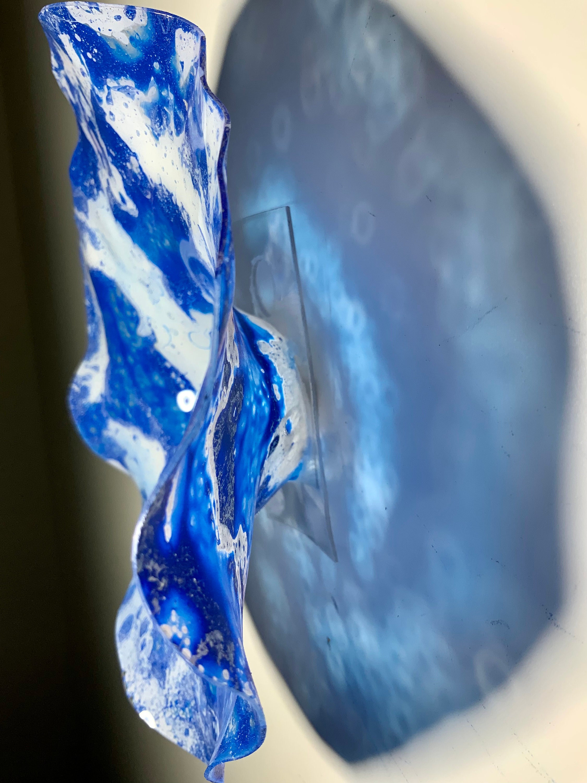 Extra Pequeña flor de pared de 6 azul / blanco hecho a | Etsy