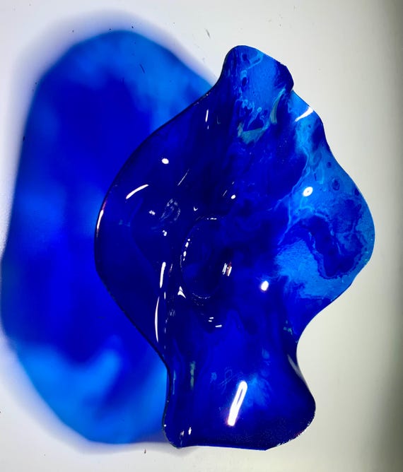 Recycled plastic one of a kind x-Small wall flower 5” cobalt blue handmade beach home decor/indoor outdoor wall art/looks like glass