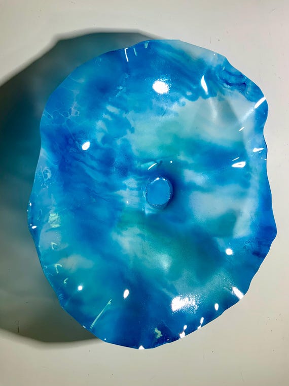 Handmade Sky Blue Wall Flower: Eco-Friendly Recycled Plastic Decor