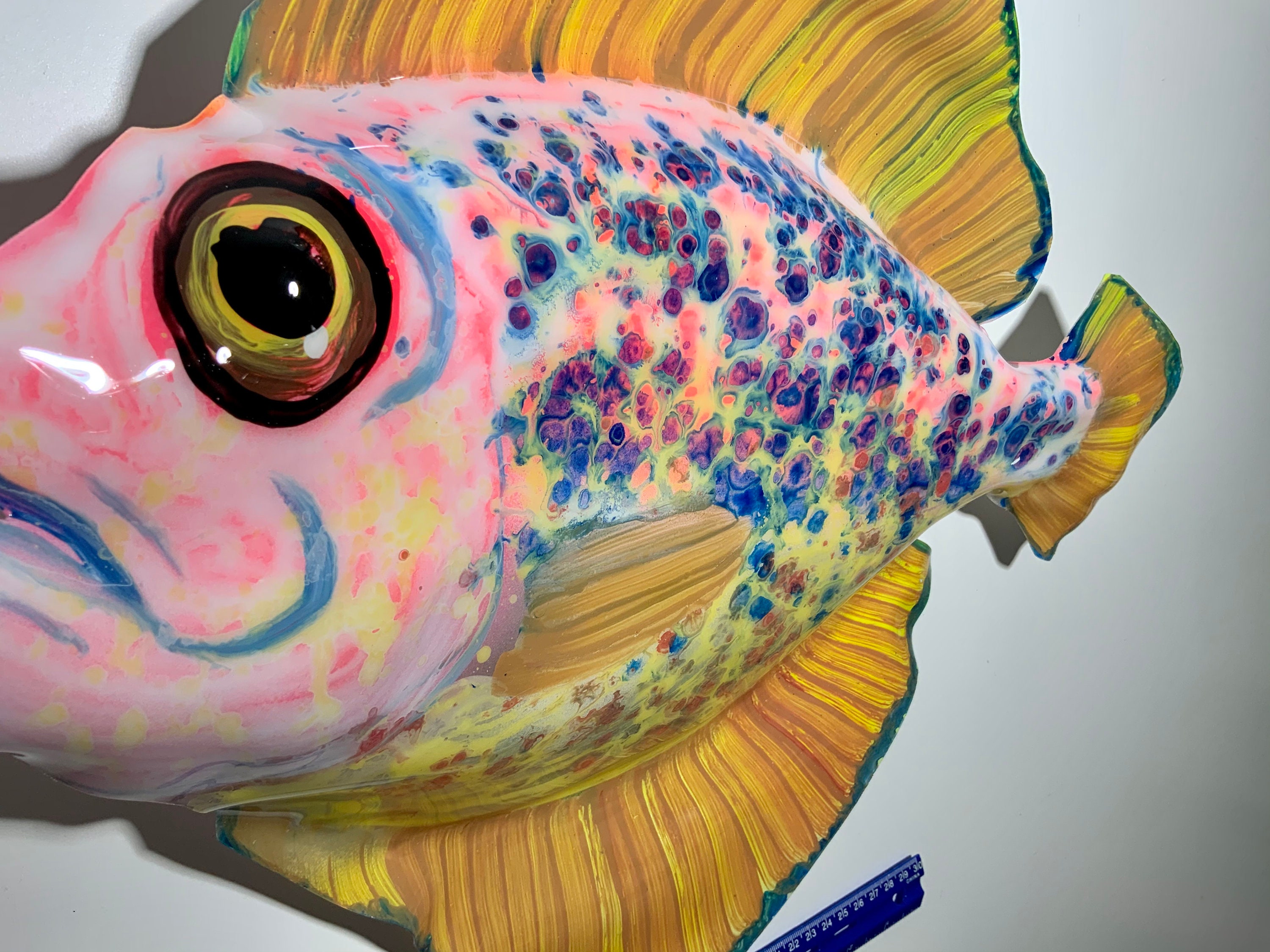 Nautical fish wall hanging 21” pink/purple/blue/yellow/orange handmade upcycled plastic looks