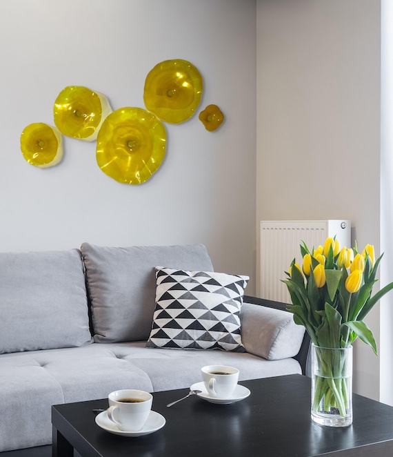 Recycled Plastic Wall Flower: Saffron Sunshine Yellow Home Decor You pick size & quantity. Home decor