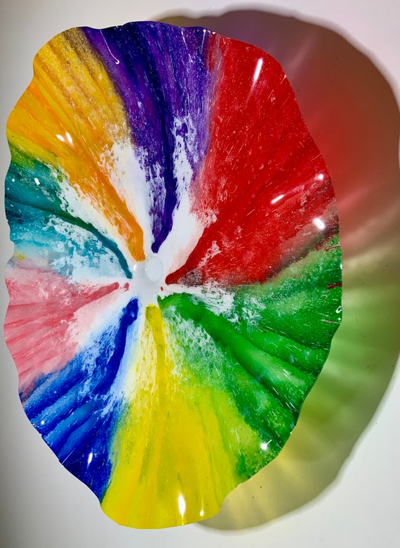 Giant colorful wall art XX Large 24” handmade eco-friendly plastic rainbow of colors home decor/looks like glass/lightweight easy to hang