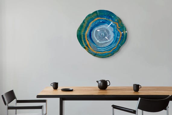 XX large giant colorful wall art 24” handmade eco-friendly plastic/cool home decor/blue/orange/lavender/green looks like glass/easy to hang