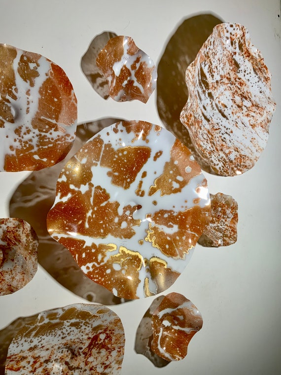 Handmade Terra-Cotta Flower Wall Sculpture: Boho Home Decor, Upcycled Plastic Art