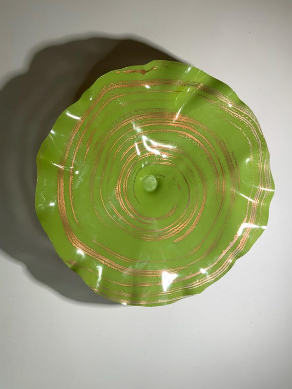 Recycled water bottle wall flower home decor 18” metallic copper/green Todd Lynd original/hand made art/looks like glass/floral wall art