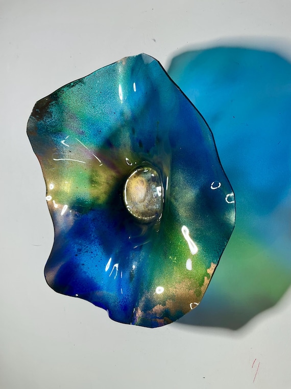 Unique 5-Inch Wall Decor by Todd Lynd - Handcrafted Blue Green Purple Gold from Recycled Plastic