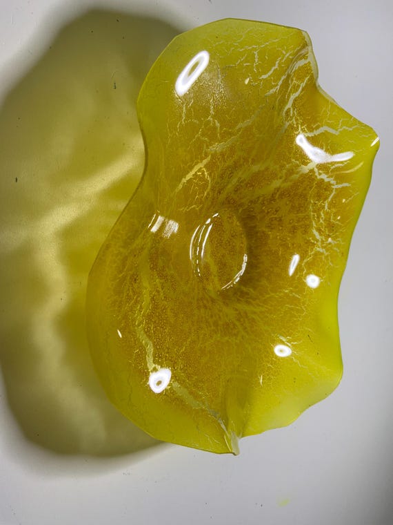 Eco-Friendly saffron yellow Wall Flower: neutral handmade home decor Recycled PET Art/looks like glass