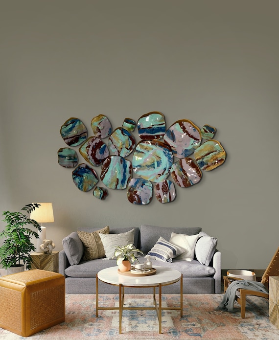 Sage green/lavender/tan gold/mint wall flower sculpture 17 handmade home decor/eco-friendly plastic looks like glass/ceiling hanging/plate