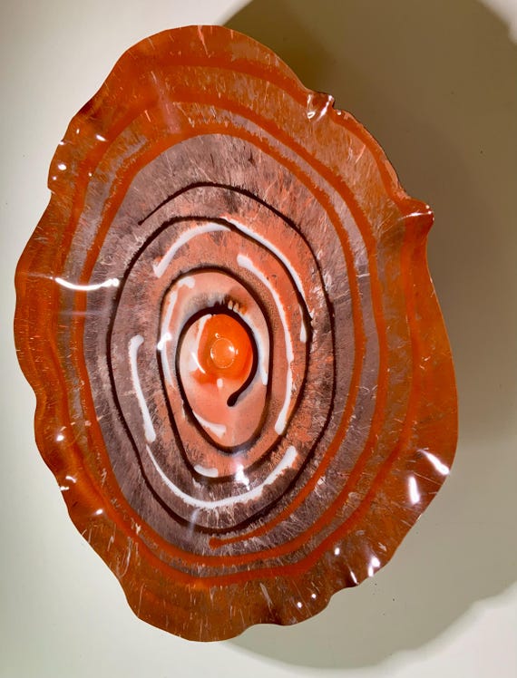 Giant wall hanging art XX Large 24” handmade eco-friendly polymer chocolate brown, amber & burnt orange - looks like glass/lightweight