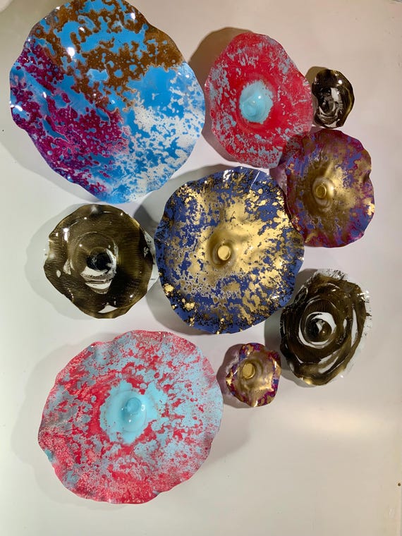 Recycled Plastic Wall Flowers: Modern Home Decor, Set of 9