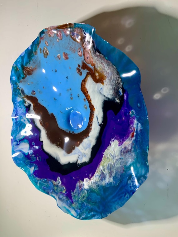 Original Medium Wall flower unique home decor art 13” light blue/brown/purple/turquoise/white handmade eco friendly plastic/looks like glass