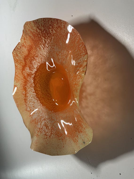 Recycled Polymer Wall Flower Art – Orange 5-6 Inch- looks like glass