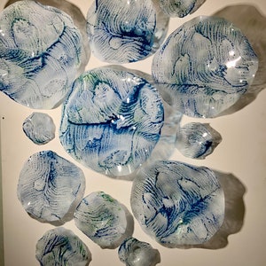 White/ocean blue/green wall flower sculptures art 12 handmade beach home decor art eco-friendly plastic looks like glass/ceiling hanging art