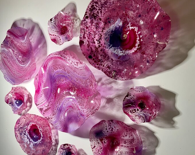 Large Wall Sculpture Mural 9 Maroon/dark Pink/white/purple/wine