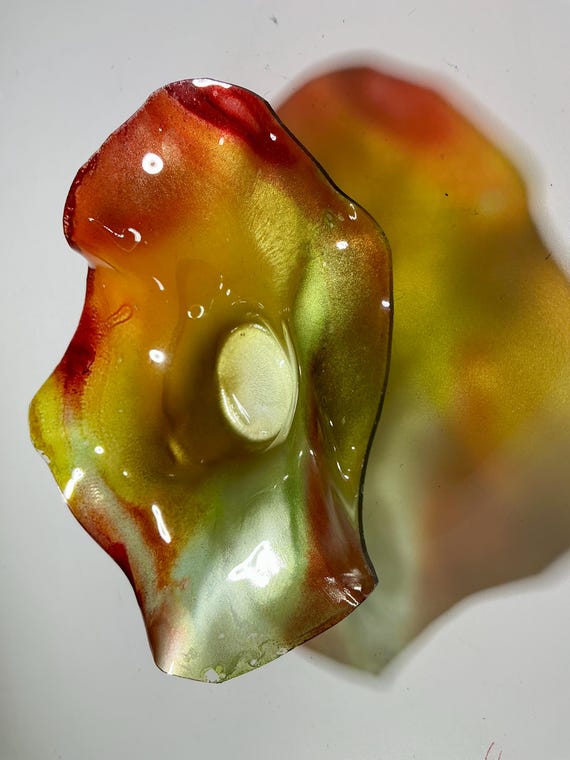 Unique 5-Inch Wall Flower by Todd Lynd – Orange, Yellow & Silver Handmade from Recycled Plastic