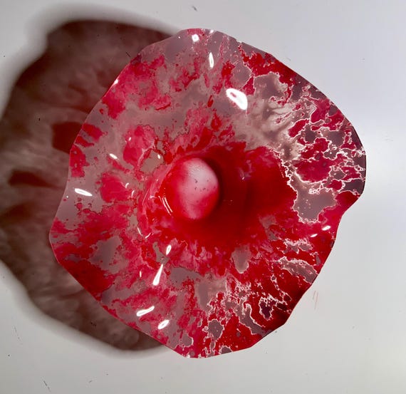 Sustainable plastic one of a kind X-Small wall flower 5” handmade pink/mauve/gray unique boho chic home decor/outdoor art/looks like glass