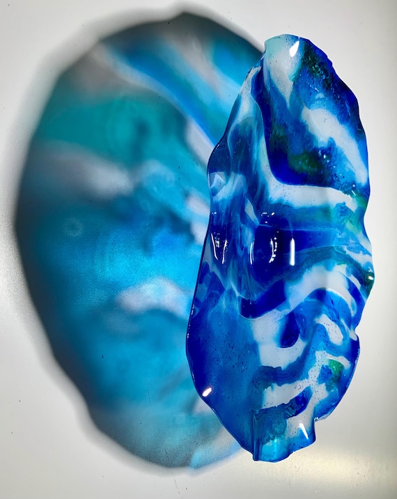 Colors of the sea Handmade small wall flower  9” eco friendly plastic Todd Lynd art - home decor - looks like glass