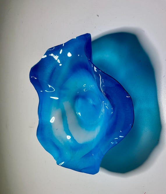 Small 5” Blue and White Boho Wall Flower | Eco Art Decor | Hippy Home Accents Upcycled plastic