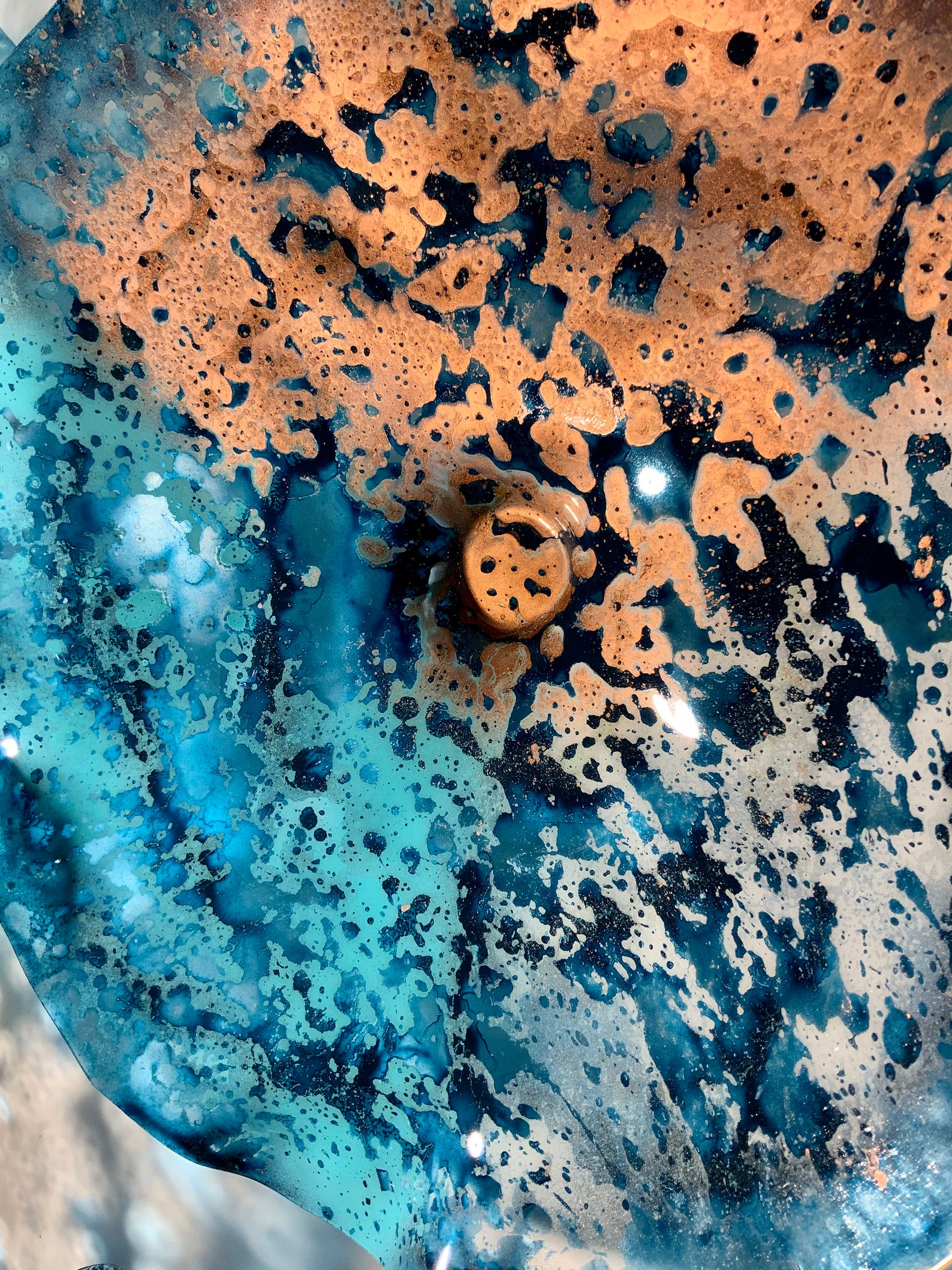 Made to Order Large Wall Flower Hanging Teal/copper/aqua Etsy