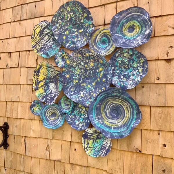 Purple Aqua Wall Art Etsy