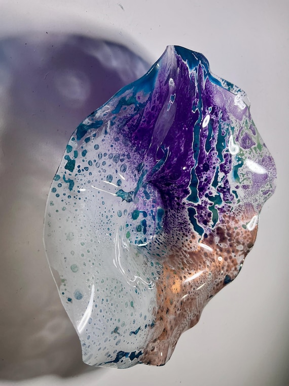 5 Inch Wall Hanging: Handmade sustainable plastic copper, purple & white with Glass Effect