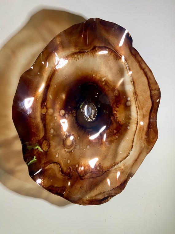 Recycled Water Bottle Wall Flower Art: Mocha Brown Earth Tones