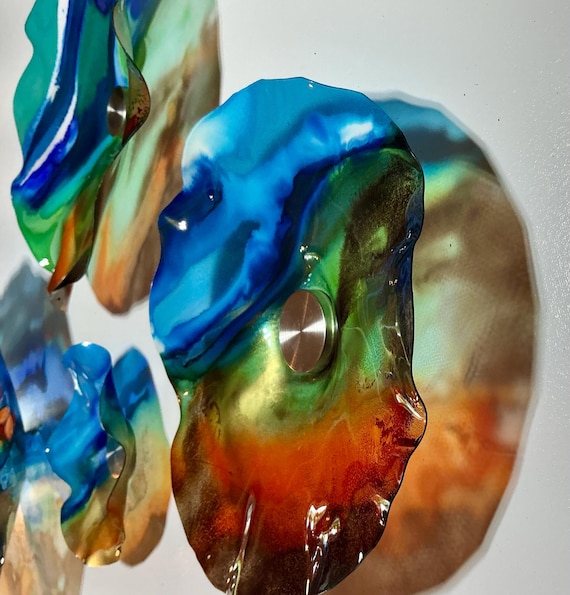 Artisan Crafted Horizon Plates blue,amber, orange | Recycled Polymer, Glass Effect | Choose Your Size & Qty