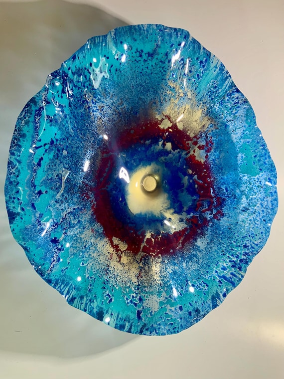 XX Large Recycled PET Wall Flower: Blue Gold Burgundy Aqua Eco-Friendly Decor