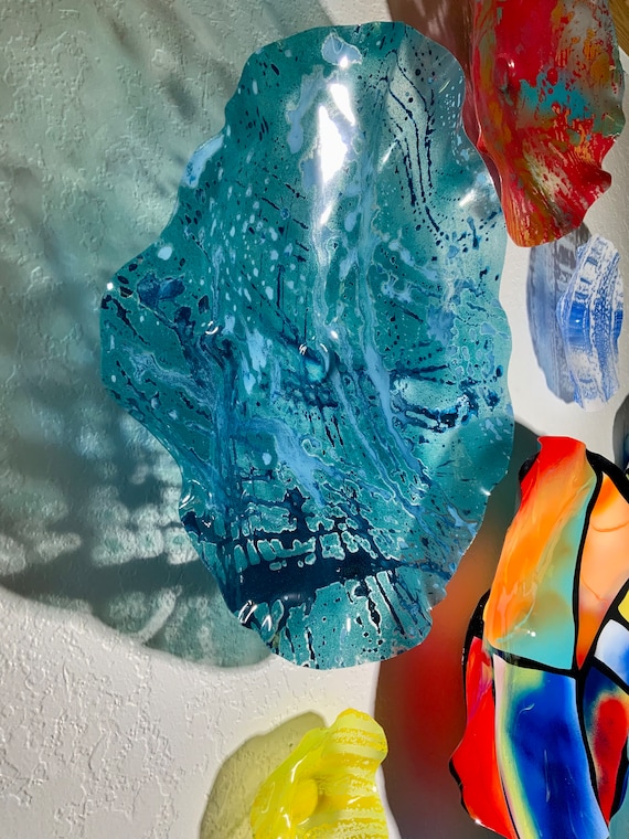 Colorful Wall - artist choice 17, handmade original upcycled plastic- boho home, large wall mural art- looks like glass