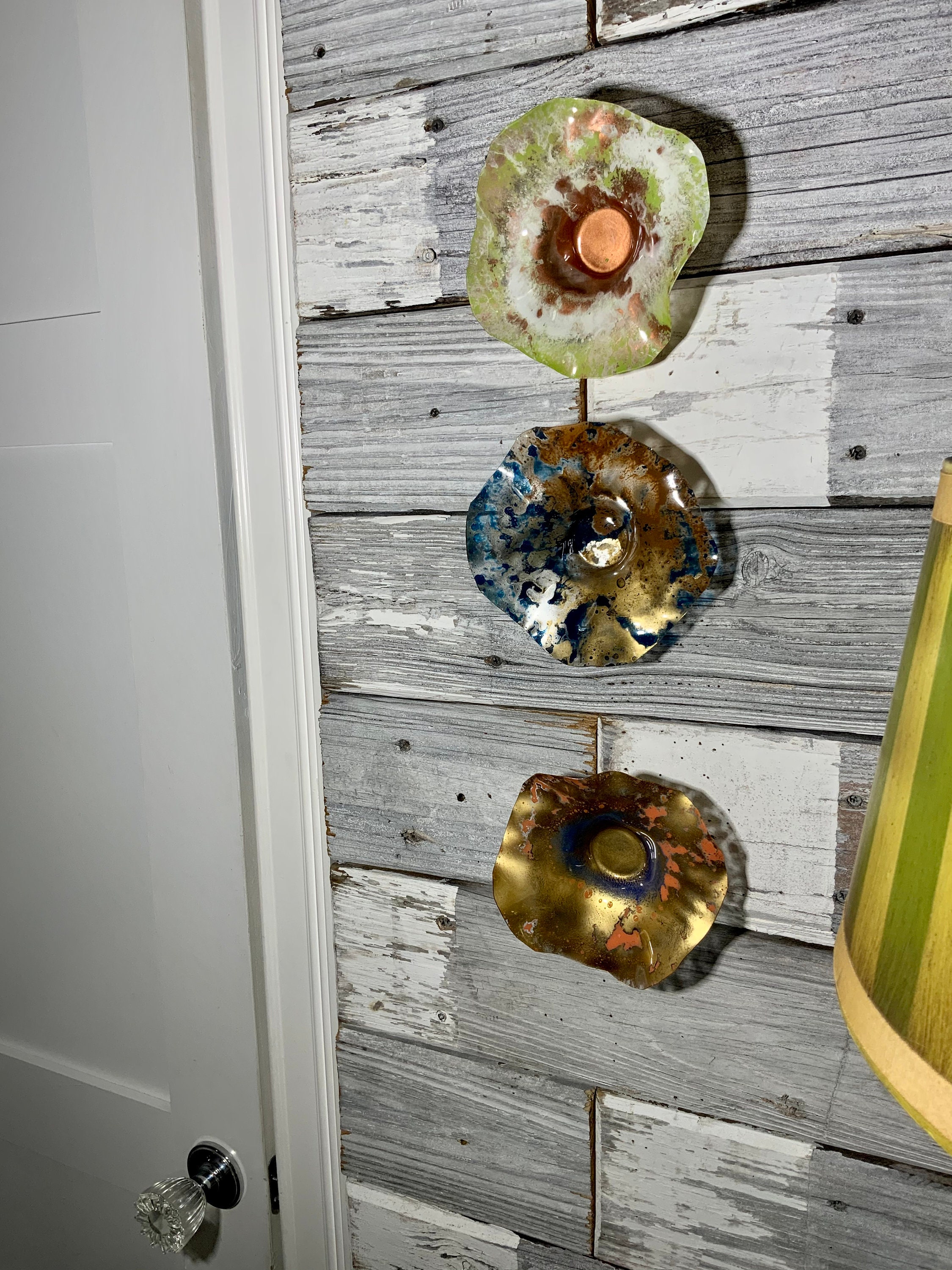 Extra Pequeña flor de 6 verde / cobre / blanco pared | Etsy