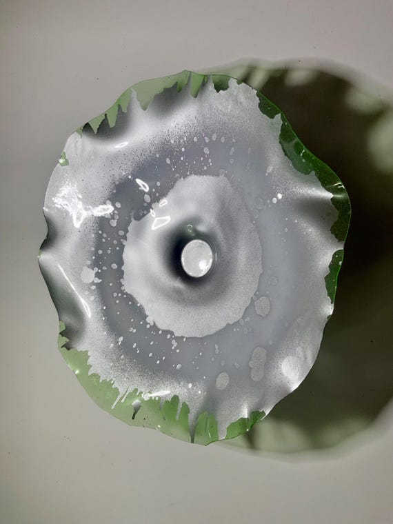 Todd Lynd up cycled PET Wall Flower Art (13 Inch), Green Silver Home Decor