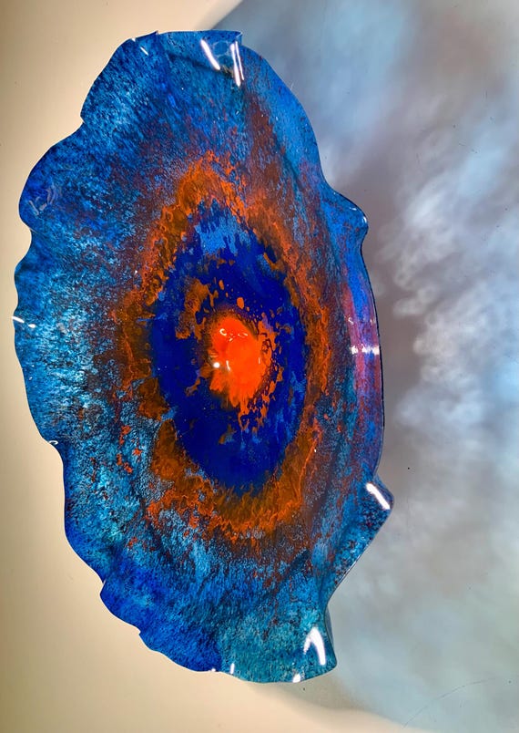 Extra Large Cobalt Blue Wall Flower: Upcycled Plastic Boho Decor