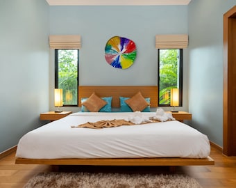 Giant colorful wall art XX Large 24” handmade eco-friendly polymer- rainbow of colors home decor/looks like glass/lightweight easy to hang