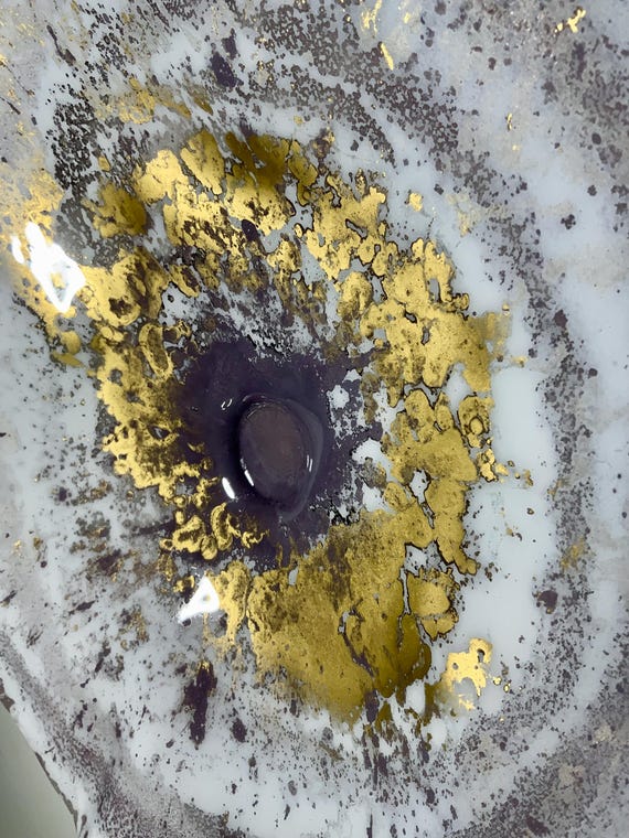 Recycled water bottle wall flower 15” handmade/violet gray/gold/white looks like glass/home decor art/beach home/cool wall art/outdoor decor