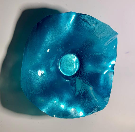 Teal Metallic Wall Flower: Eco-Friendly Coastal Decor, Recycled Plastic Art