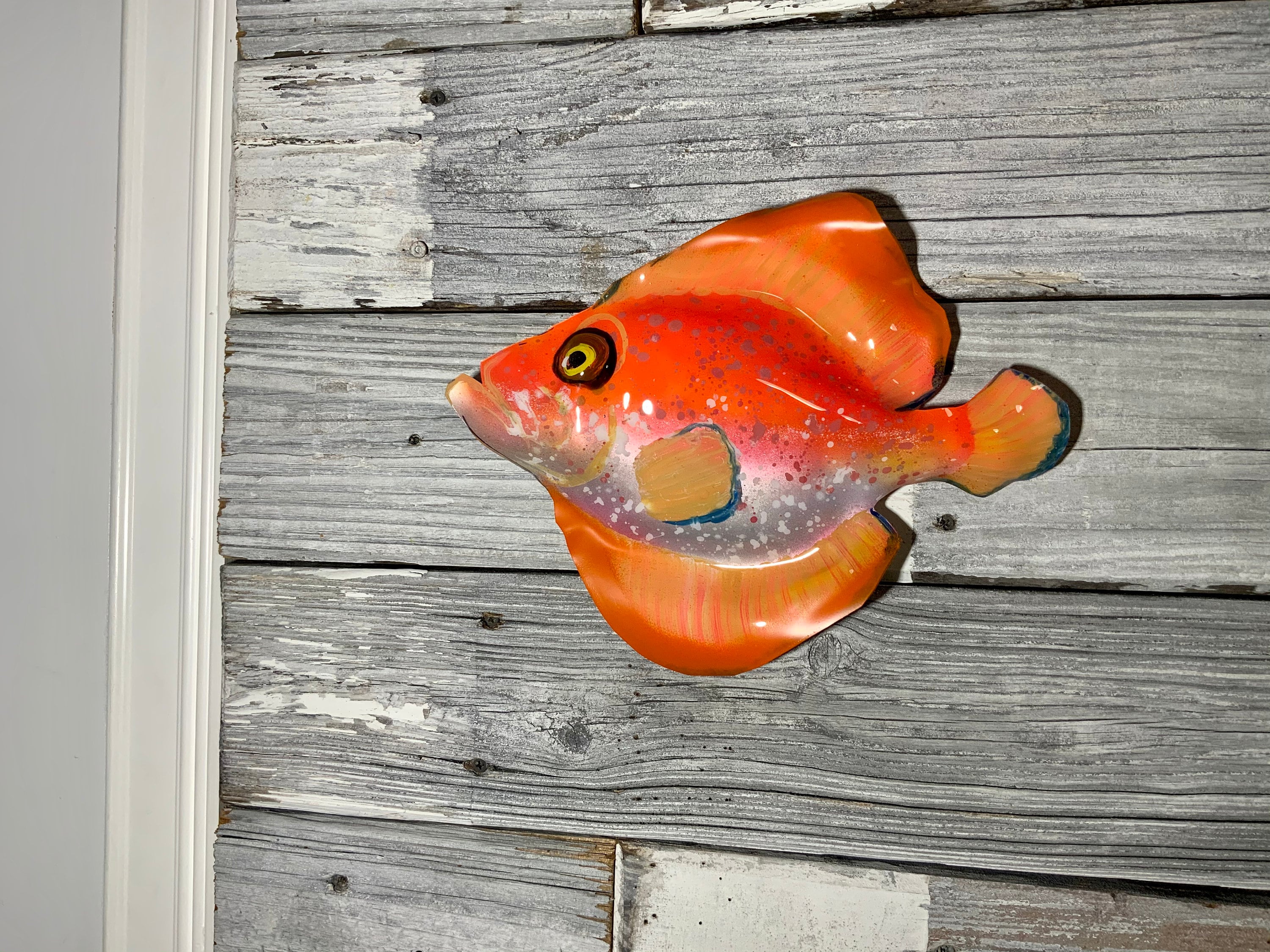 Fish wall Mount 12” orange/silver/pink handmade ecofriendly plastic