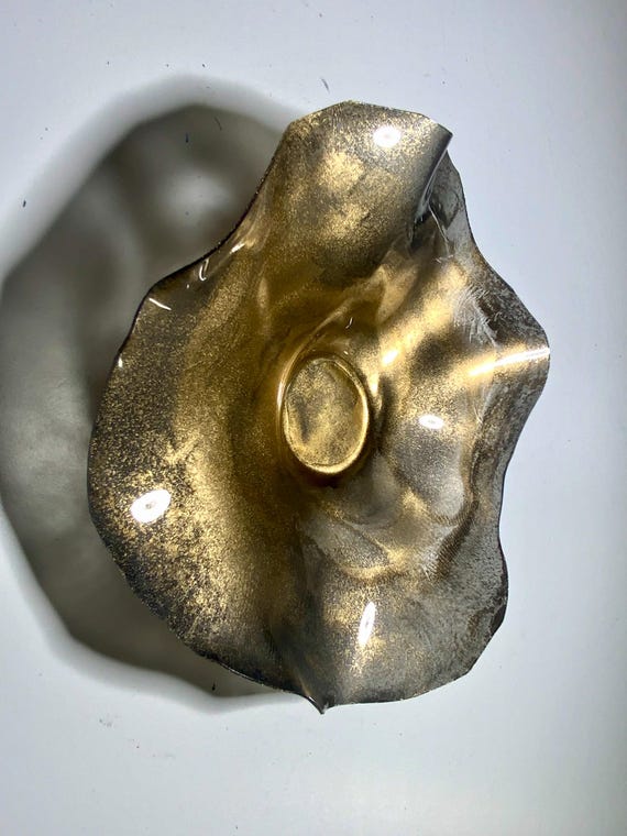Gold &black Recycled Plastic Wall Flower: handmade Minimalist Indoor/Outdoor Decor/looks like glass