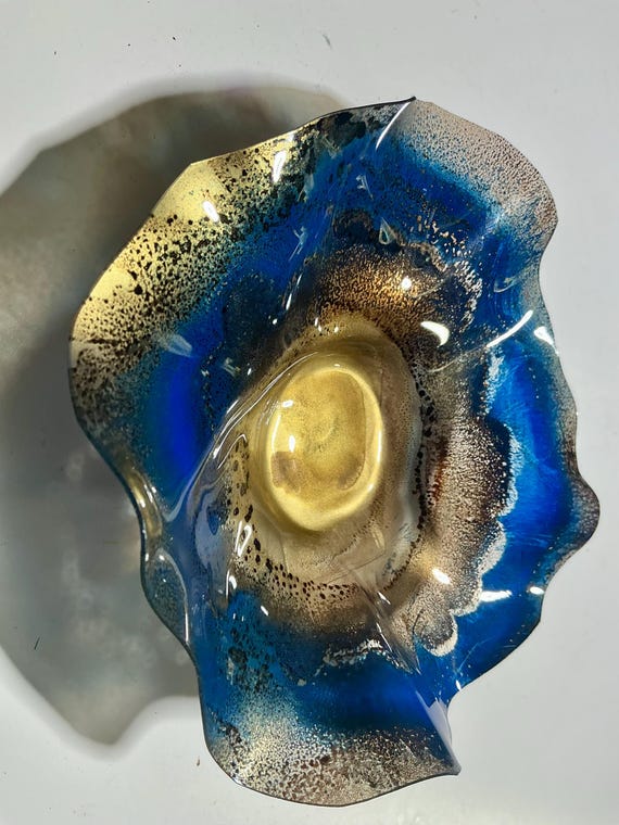 Blue & gold 5” Wall Flower Decor | Eco-Friendly Recycled Plastic