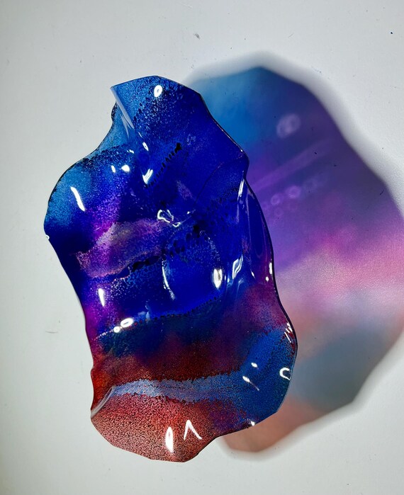 Handcrafted 5 Inch Blue, Terra-cotta, purple Wall Hanging | Upcycled Plastic Art Centerpiece