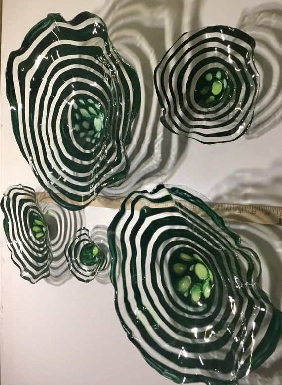 Hunter Green Swirl Wall Mount Art Set Handmade Home Decor Etsy